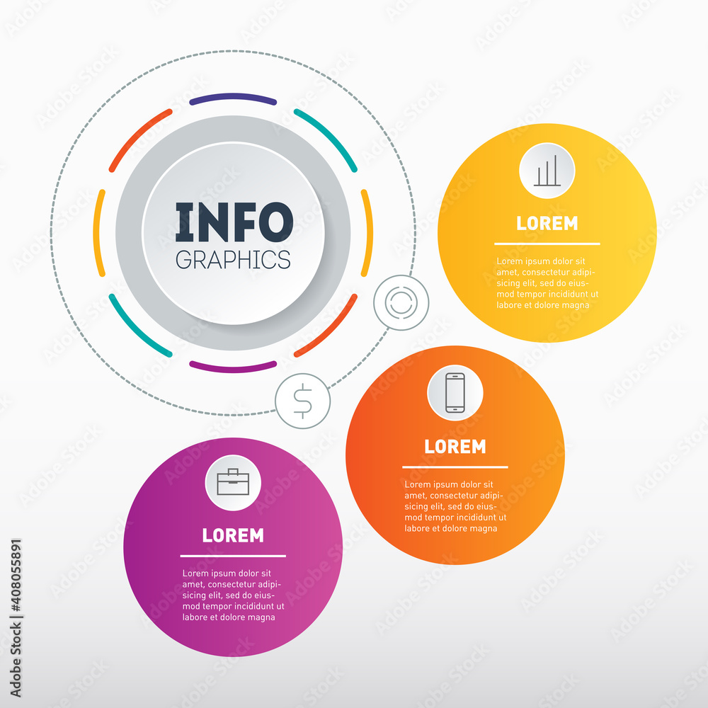Business presentation or infographic with 3 options. Dynamic infographics of technology or education process. Web Template of a 3-step chart, infographic or mind map. Vector. Business presentation or infographic with 3 options. Dynamic infographics of technology or education process. Web Template of a 3-step chart, infographic or mind map. Vector.