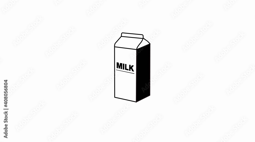 Vector Isolated Illustration of a Milk Box. Black and White Milk Box Icon Vector Isolated Illustration of a Milk Box. Black and White Milk Box Icon