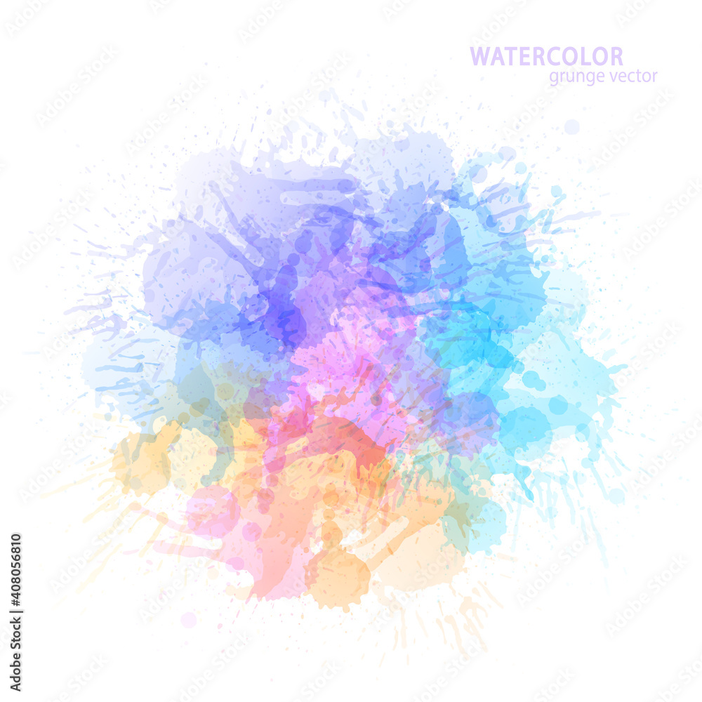 Watercolor effect vector stains. Grunge splatter. Paint pastel stains