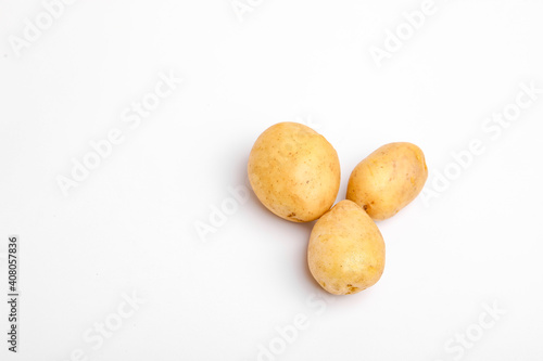 Potatoes isolated on white background. Top view