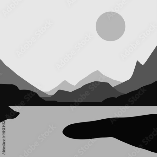 landscapes artwork illustraiton nature hill mountain vector 