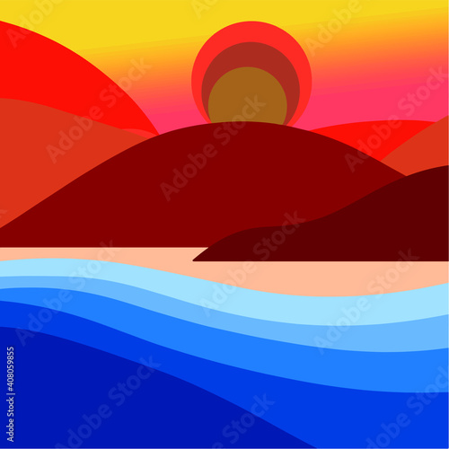 landscapes artwork illustraiton nature hill mountain vector 
