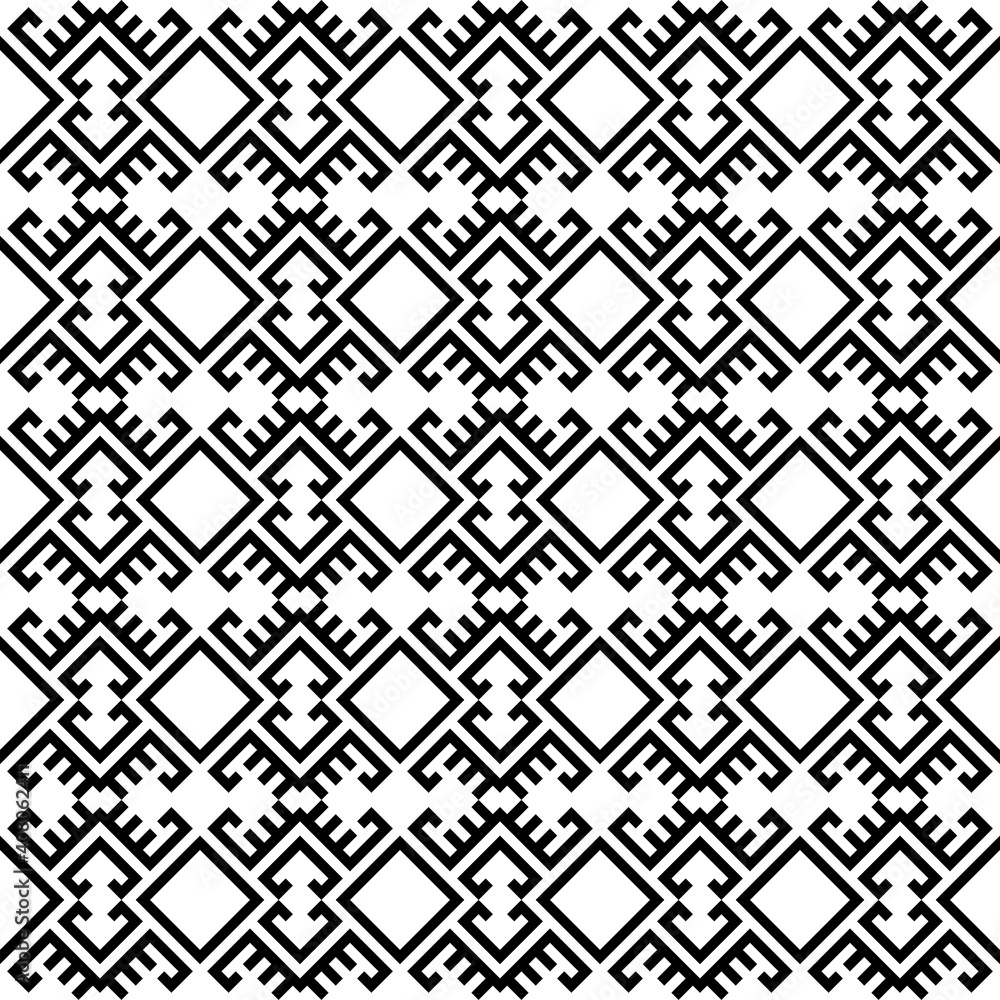 Ethnic Aztec Pattern Illustration Design in black and white color. design For Background, Frame, Border or Decoration. Ikat, geometric pattern, native Indian, Navajo, Inca