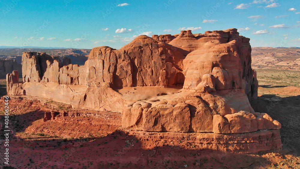 Fototapeta premium Park Avenue aerial view from helicopter in summer season, Arches National Park, Utah - USA