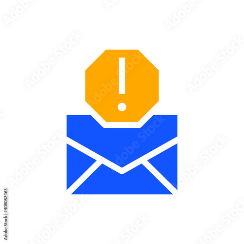 Warning alert message icon. Simple flat style for web template and app. Email, suspicious, letter, mail, news, notification, vector illustration design on white background. EPS 10