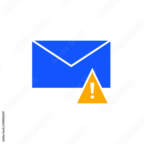 Warning alert message icon. Simple flat style for web template and app. Email, suspicious, letter, mail, news, notification, vector illustration design on white background. EPS 10