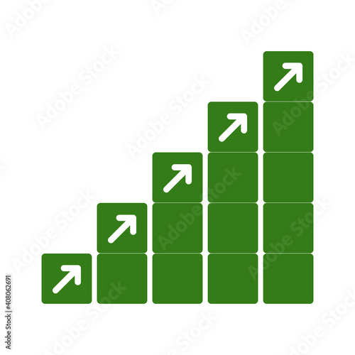 Business concept growth success process up, upward movement, arranging block stacking as step stair - stock vector