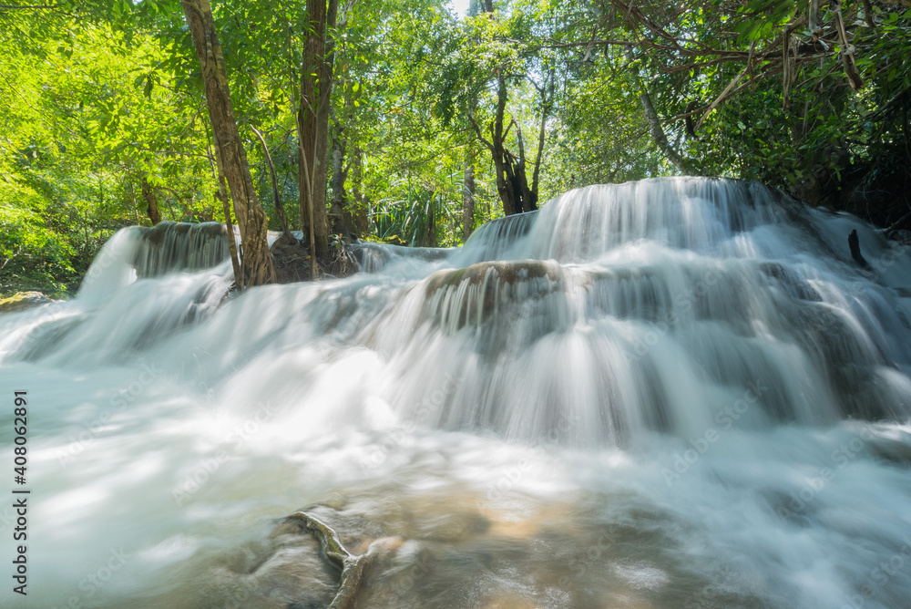 Huai Mae Khamin waterfall at Kanchanaburi , Thailand , beautiful waterfall
