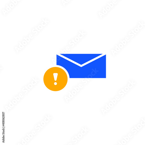 Warning alert message icon. Simple flat style for web template and app. Email, suspicious, letter, mail, news, notification, vector illustration design on white background. EPS 10