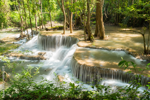 Huai Mae Khamin waterfall at Kanchanaburi   Thailand   beautiful waterfall 