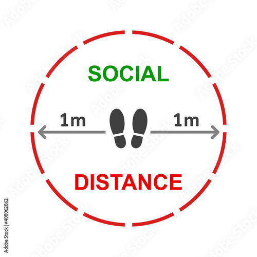 Keep distance sign. Coronavirus epidemic protective equipment. Preventive measures. Steps to protect yourself. Keep min the 1 meter distance – stock vector