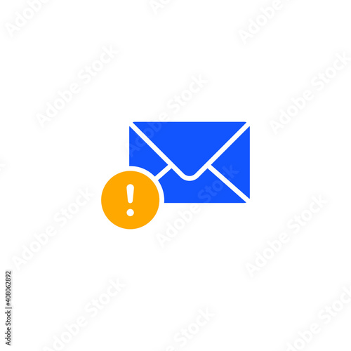 Warning alert message icon. Simple flat style for web template and app. Email, suspicious, letter, mail, news, notification, vector illustration design on white background. EPS 10