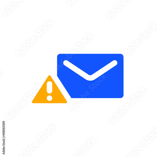 Warning alert message icon. Simple flat style for web template and app. Email, suspicious, letter, mail, news, notification, vector illustration design on white background. EPS 10