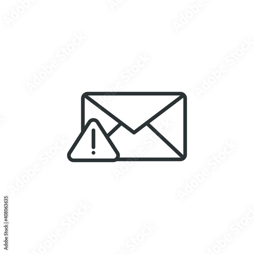 Warning alert message icon. Simple line style for web template and app. Email, suspicious, letter, mail, news, notification, vector illustration design on white background. EPS 10