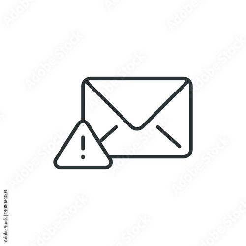Warning alert message icon. Simple line style for web template and app. Email, suspicious, letter, mail, news, notification, vector illustration design on white background. EPS 10