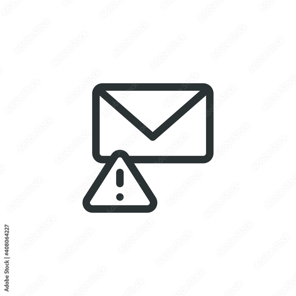 Warning alert message icon. Simple line style for web template and app. Email, suspicious, letter, mail, news, notification, vector illustration design on white background. EPS 10 Warning alert message icon. Simple line style for web template and app. Email, suspicious, letter, mail, news, notification, vector illustration design on white background. EPS 10