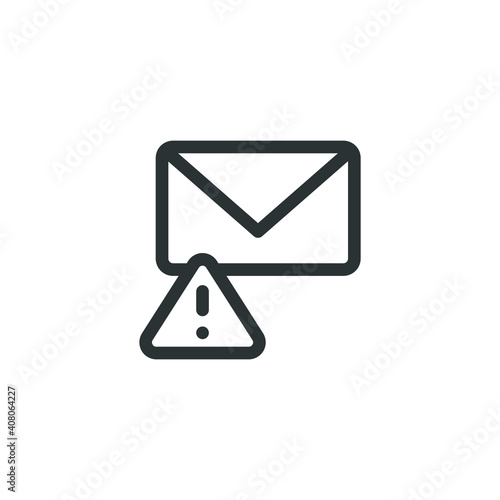 Warning alert message icon. Simple line style for web template and app. Email, suspicious, letter, mail, news, notification, vector illustration design on white background. EPS 10