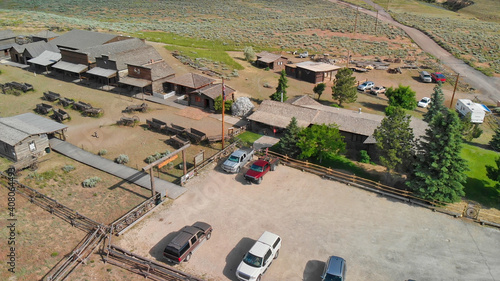 Quadro su tela Cody Western Town aerial view, Wyoming in summer season, USA