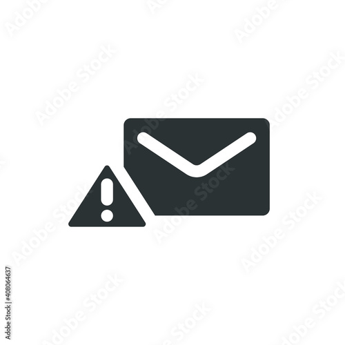Warning alert message icon. Solid style for web template and app. Email, suspicious, letter, mail, news, notification, vector illustration design on white background. EPS 10