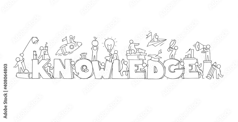 Sketch of little people with word Knowledge