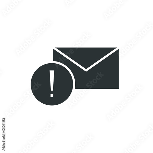 Warning alert message icon. Solid style for web template and app. Email, suspicious, letter, mail, news, notification, vector illustration design on white background. EPS 10