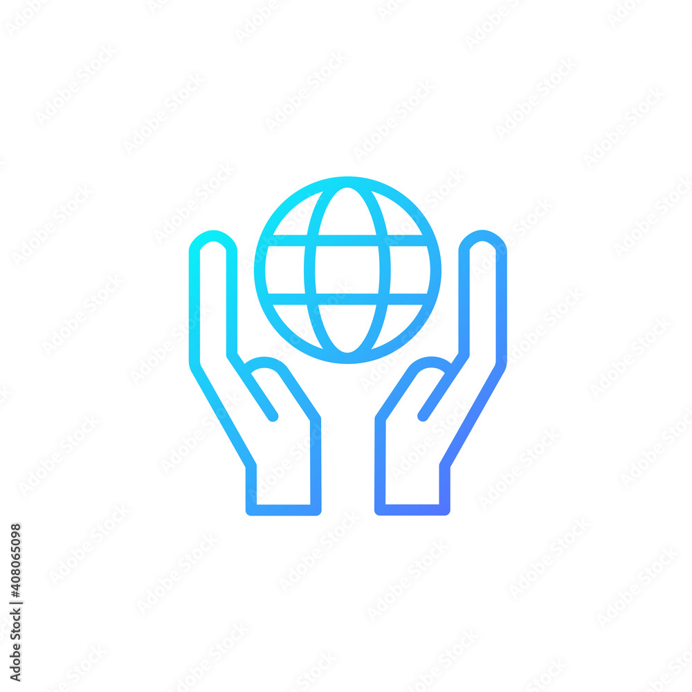 Save earth icon in gradient blue color style Save earth icon in gradient blue color style