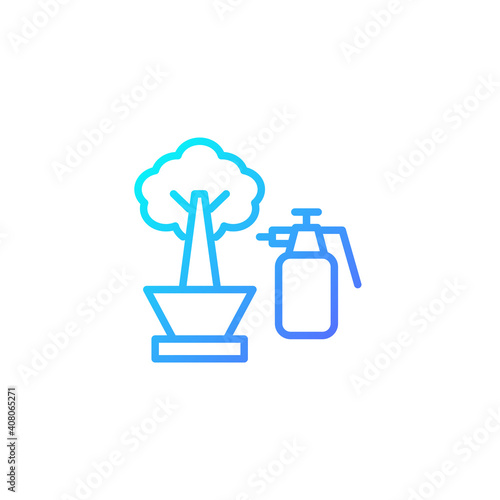 Spraying plant icon in gradient blue color style