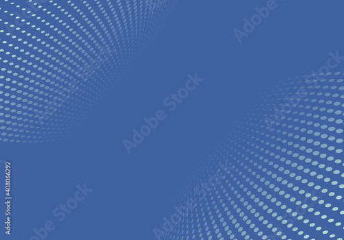 Abstract blue halftone dots pattern distortion perspective background and texture.