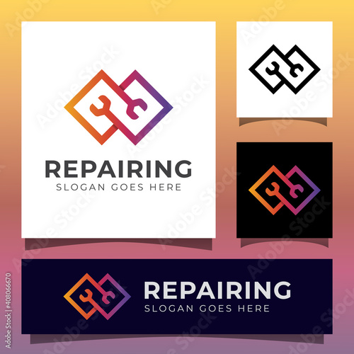 mechanic tools and repairing logo design