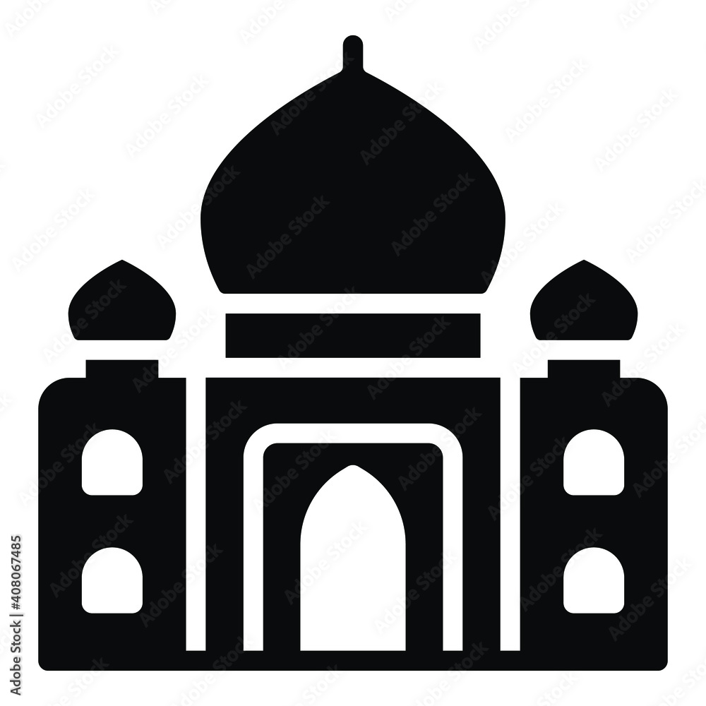 Taj Mahal vector glyph icon. Hindu festival, Hindu celebration icon Taj Mahal vector glyph icon. Hindu festival, Hindu celebration icon