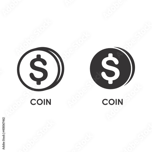 COIN Icon on thin and bold vector illustration for online store or website