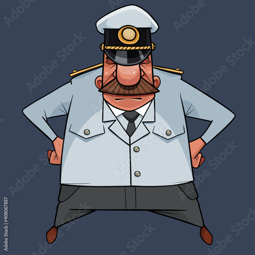 cartoon character man in white sea captain uniform