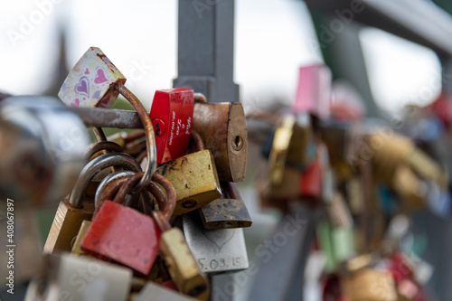 Love Lock Bridge, Eiserner Steg, in Frankfurt am Main, Germany