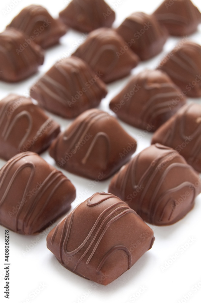 Chocolate praline on the white background Chocolate praline on the white background