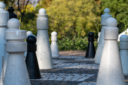 Group of Life-Sized Pawns
