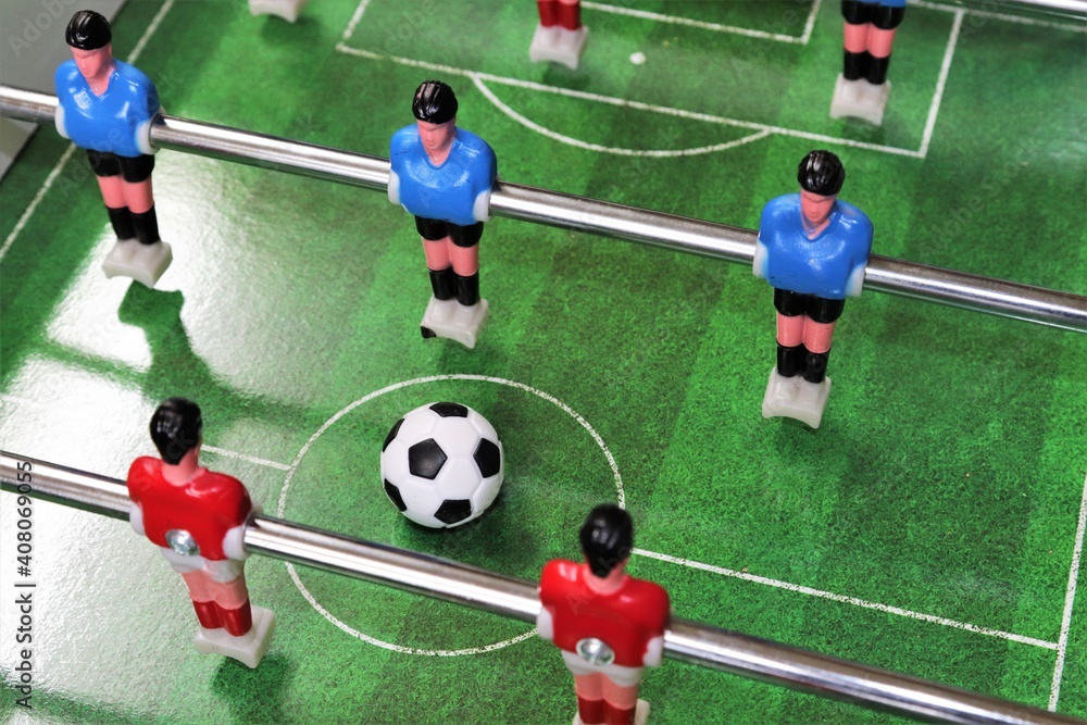 Start of a table top football game Start of a table top football game