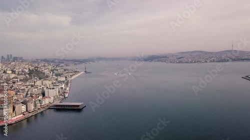 drone flight towards the Bosphorus