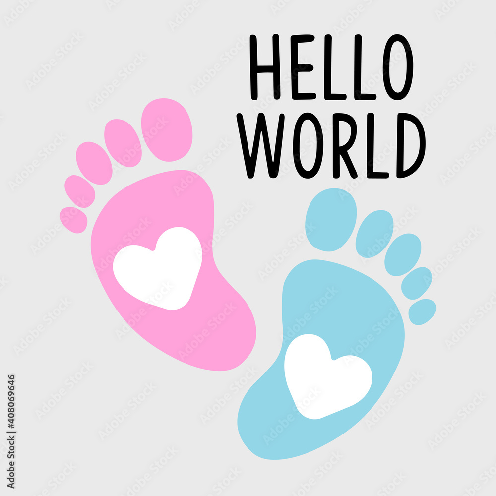 Cute baby footprint with text. Vector illustration Cute baby footprint with text. Vector illustration