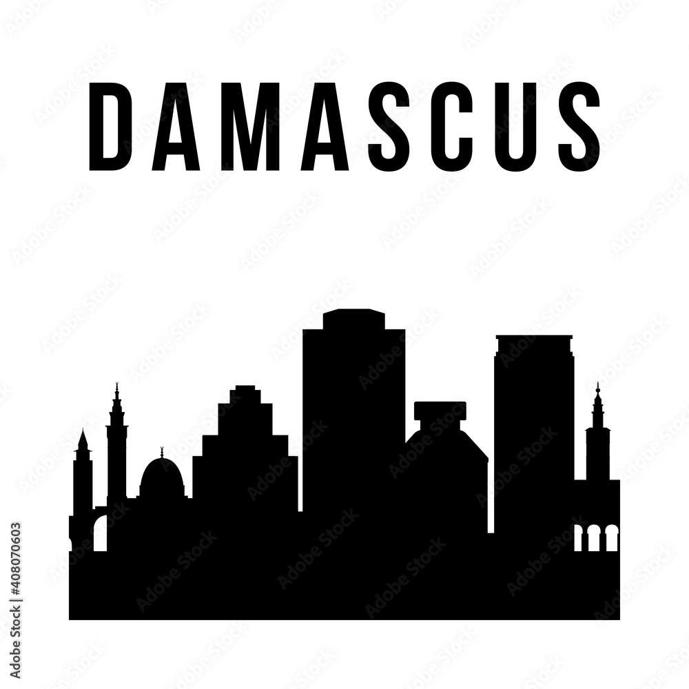 Damascus city simple silhouette. Modern urban background. Vector skyline.