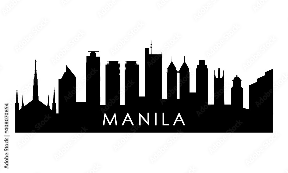 Manila skyline silhouette. Black Manila city design isolated on white background.