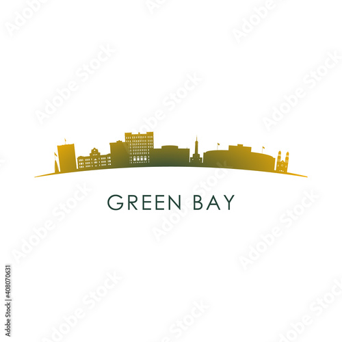 Green Bay skyline silhouette. Vector design colorful illustration.