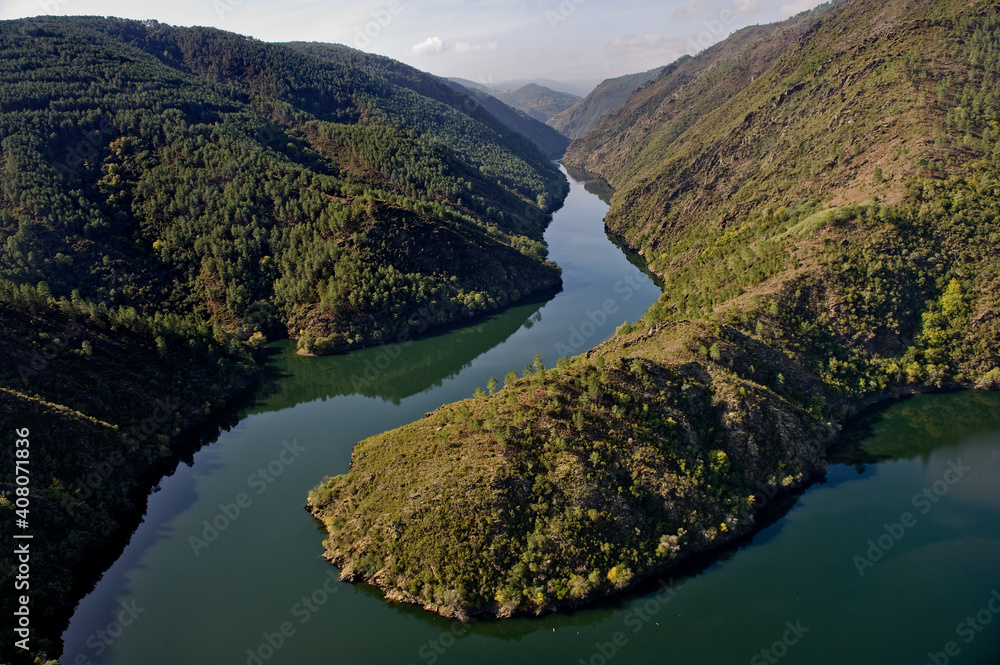 aerial view meander in the sil river