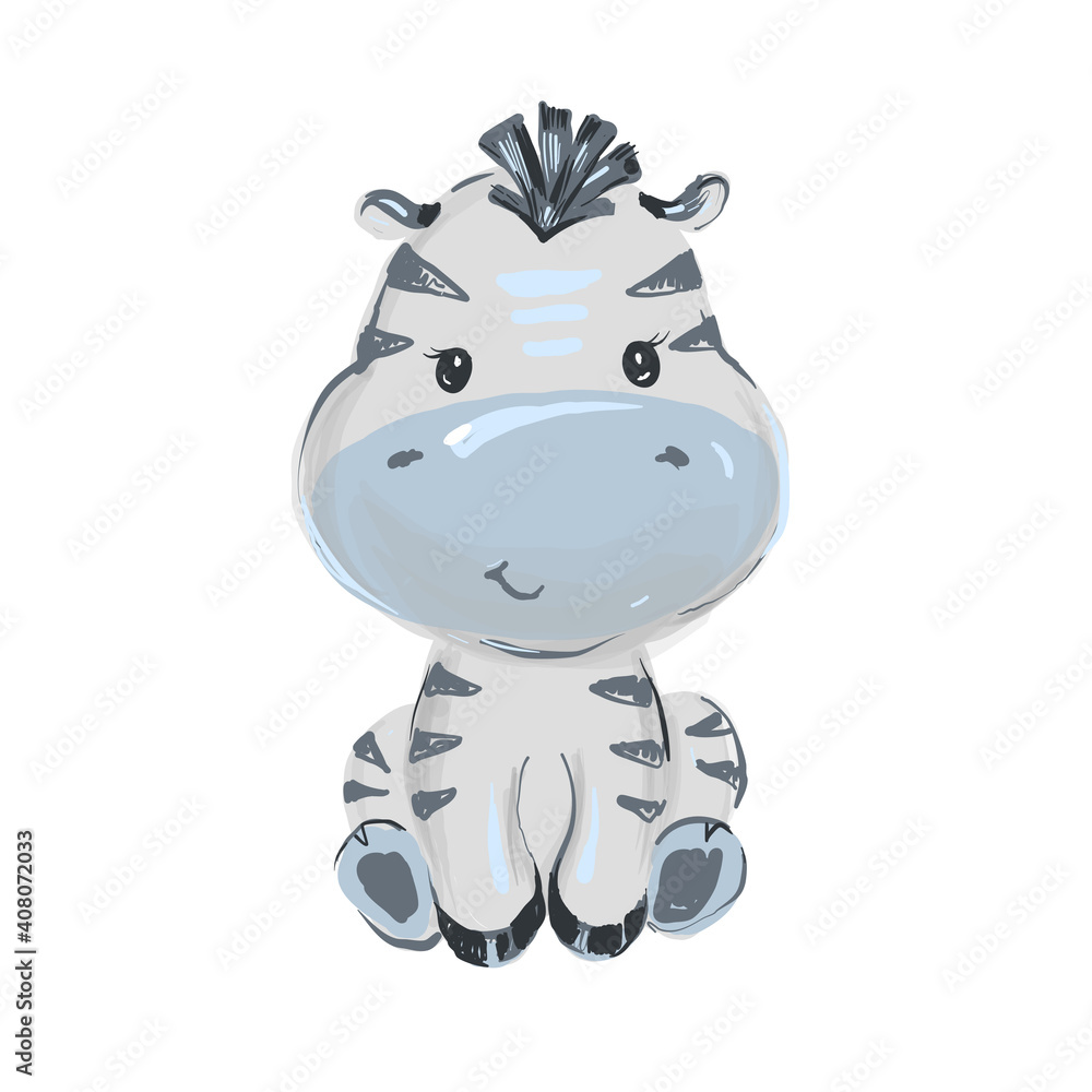 Cute baby hippo seating and smiling vector illustration Cute baby hippo seating and smiling vector illustration