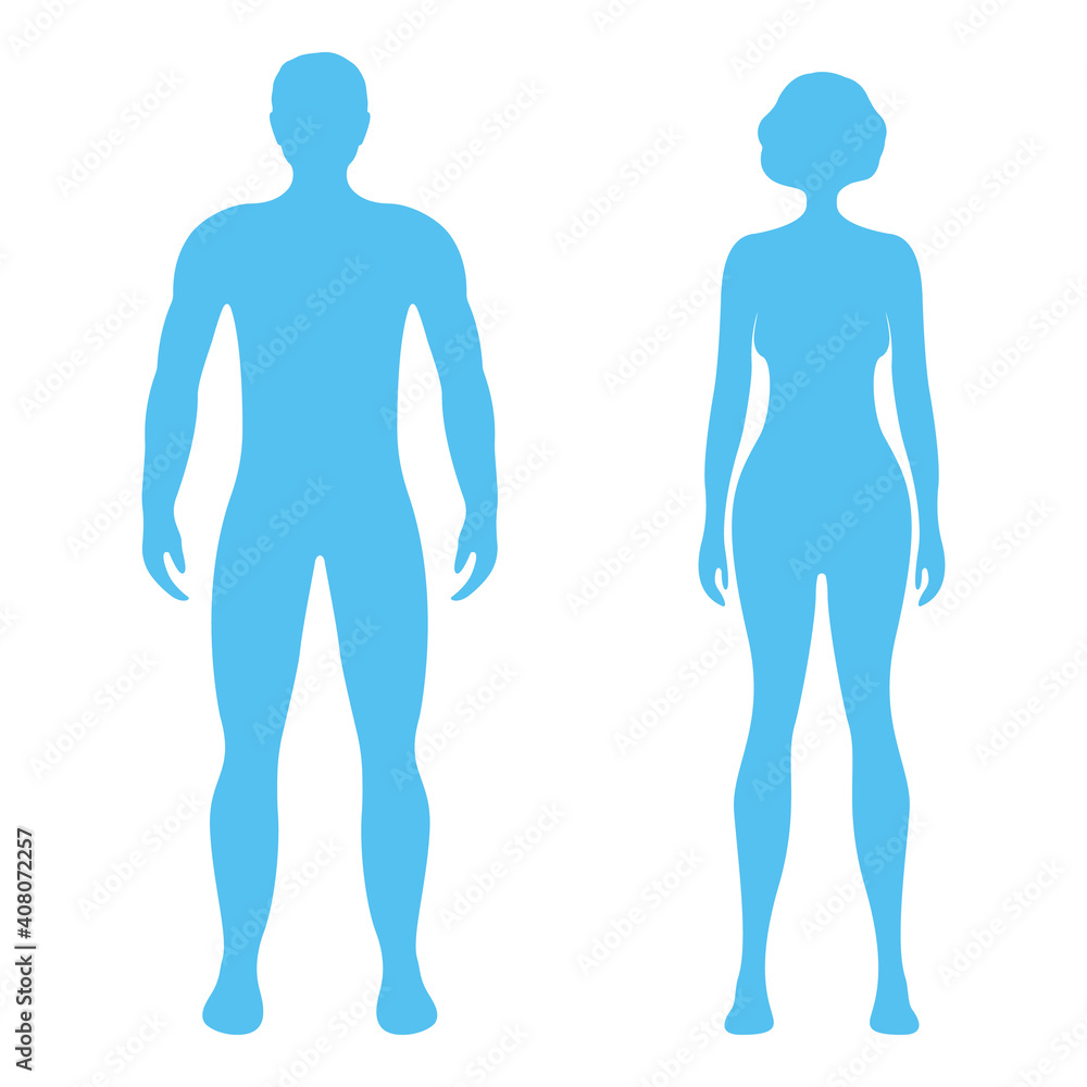 Male and female human character, people man woman front and view side ...