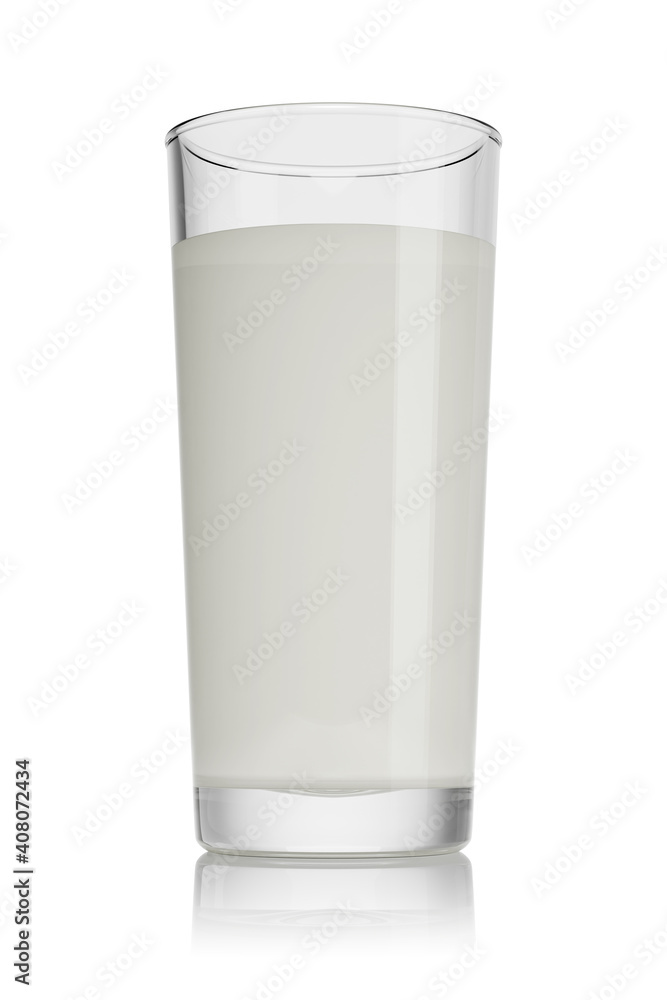 Glass of milk isolated on white. 3D rendering illustration. Glass of milk isolated on white. 3D rendering illustration.