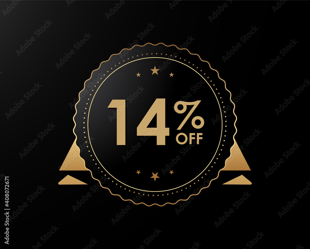 Fototapeta premium 14% OFF Sale Discount Banner, 14 percent off isolated sticker