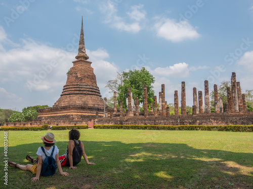 Old Temple Ruins in Sukhothai in Thailand. © faruk