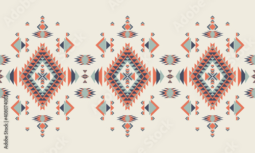 Geometric ethnic pattern seamless flower color oriental. seamless pattern. Design for fabric, curtain, background, carpet, wallpaper, clothing, wrapping, Batik, fabric,Vector illustration. pattern sty