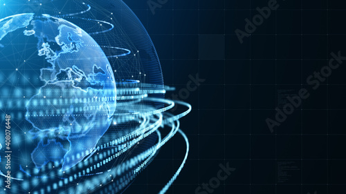 Technology Network Data Connection  Digital Data Network and Cyber Security  Futuristic Global and Social Network Connection Background Concept. 3d Rendering