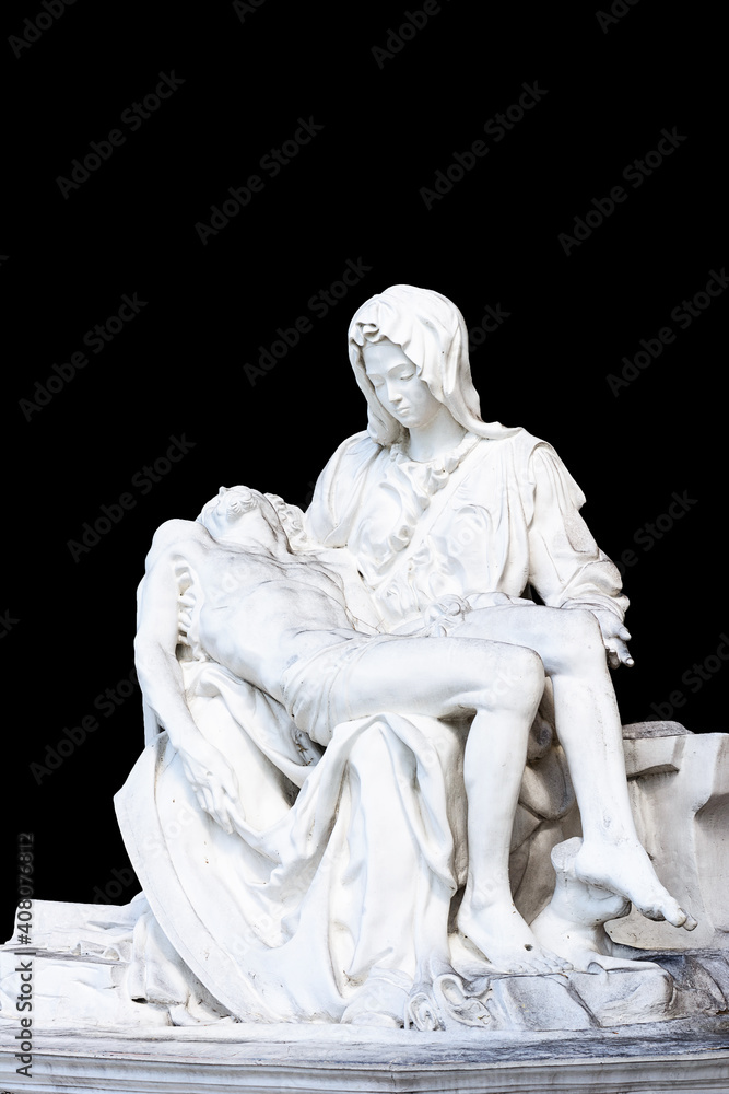 Statue with black background. Clipping path
